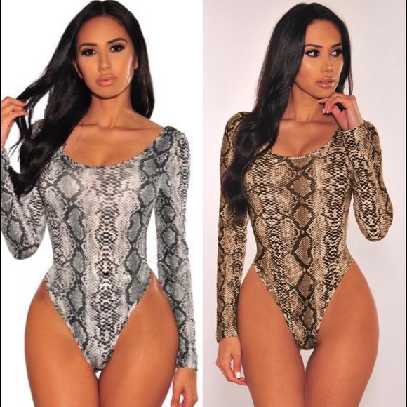 Snake print long sleeve bodysuit - Picture 1 of 6